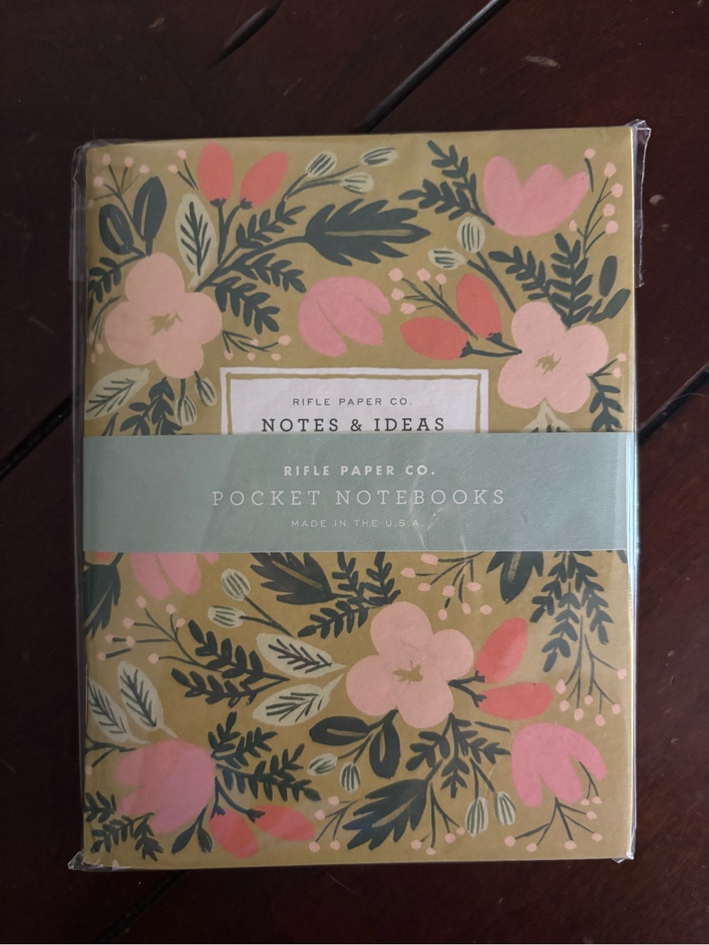 Rifle Paper Co. Pocket Notebook — Olive, Pink & Dark Green Floral